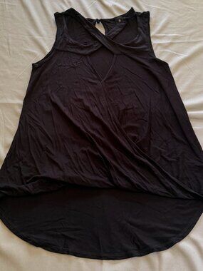Lilian Women's Open Front Twist Tank Top High/Low Black XL New w/out Tags